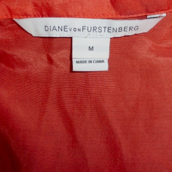 DIANE VON FURSTENBERG ORANGE 100% SILK shirt TOP M oversized - Picture 3 of 3